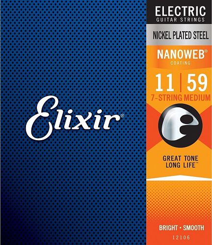 Elixir 12106 Nanoweb (11-59) Комплект струн для 7-струнной электрогитары.